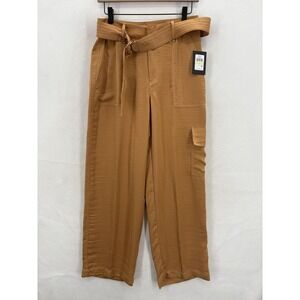 DKNY Cargo Pants Womens 4 Brown Belted Straight Leg Utility Pockets Casual NWT